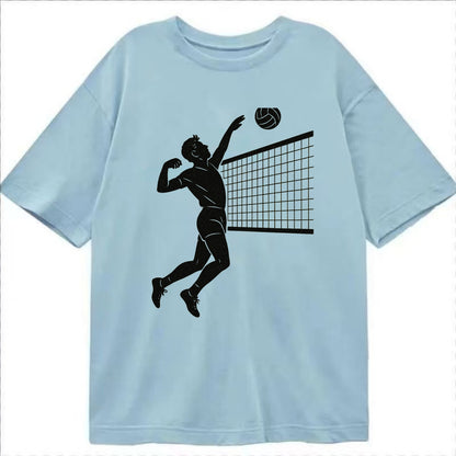 Volleyball player spiking at the net - Classic T-shirt - Light Blue
