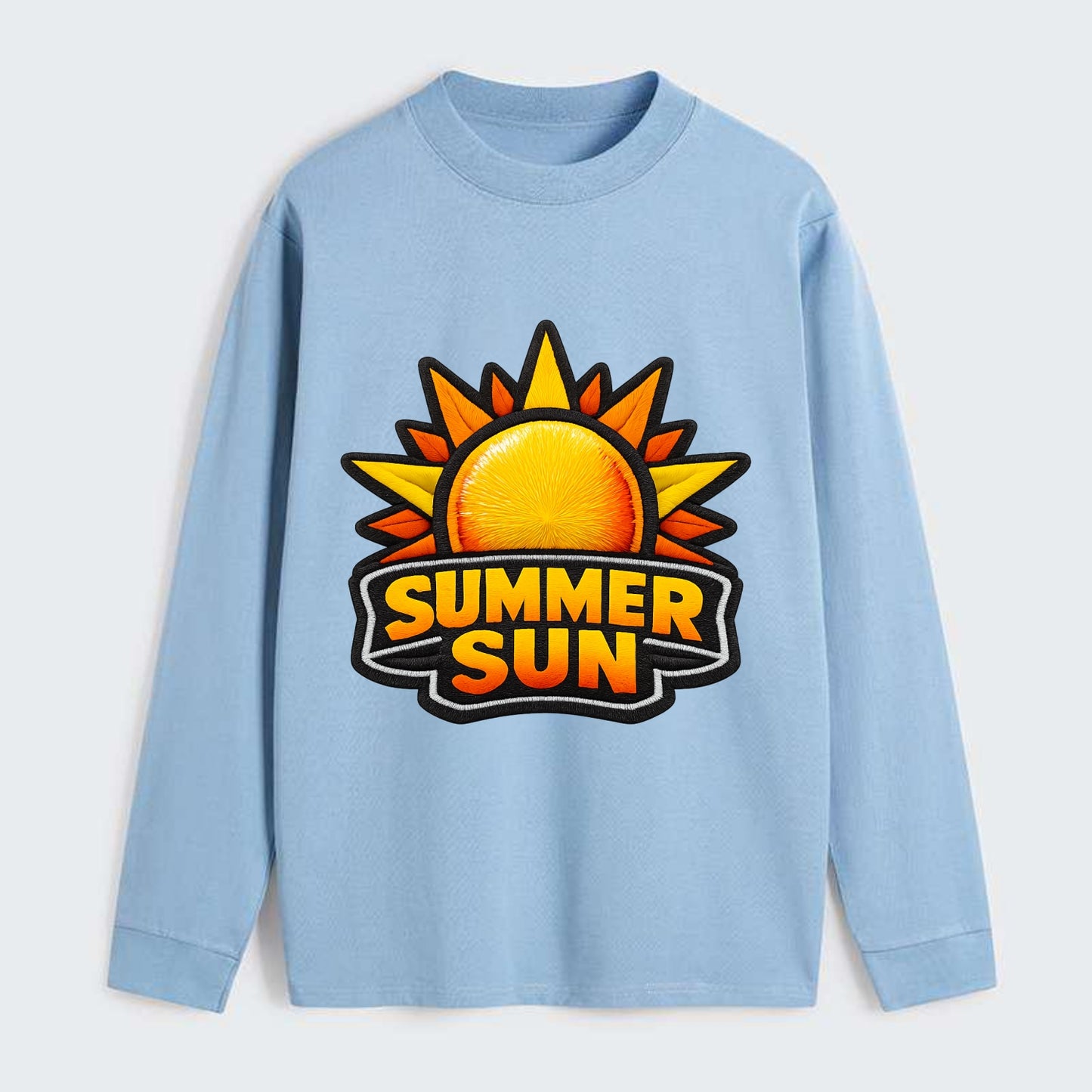 SUMMER SUN - bright sun with rays in yellow and orange , hot season - Classic Long Sleeve Shirt - Light Blue