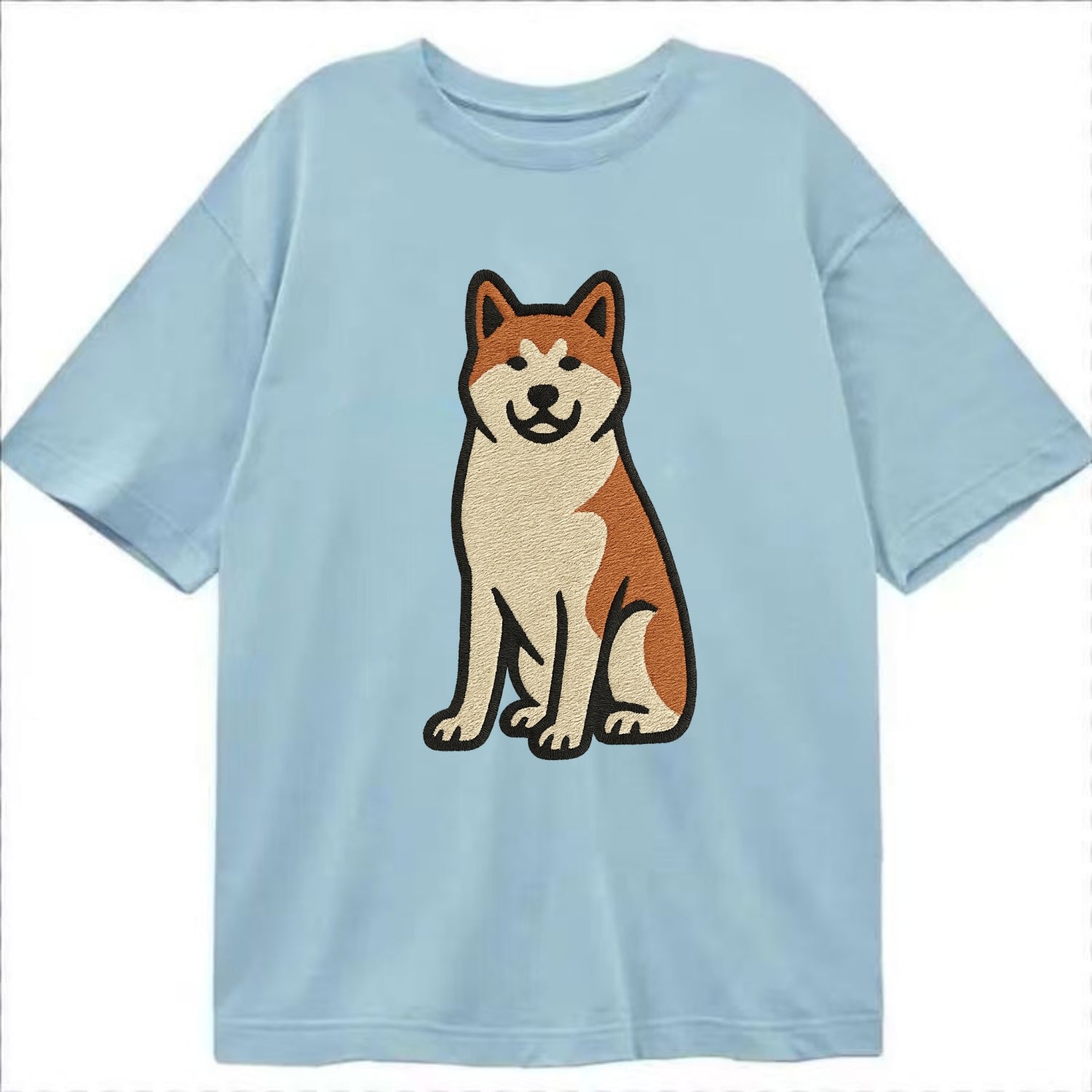 Akita - White and red sitting pose - Cla Classic T-shirt - Light Blue