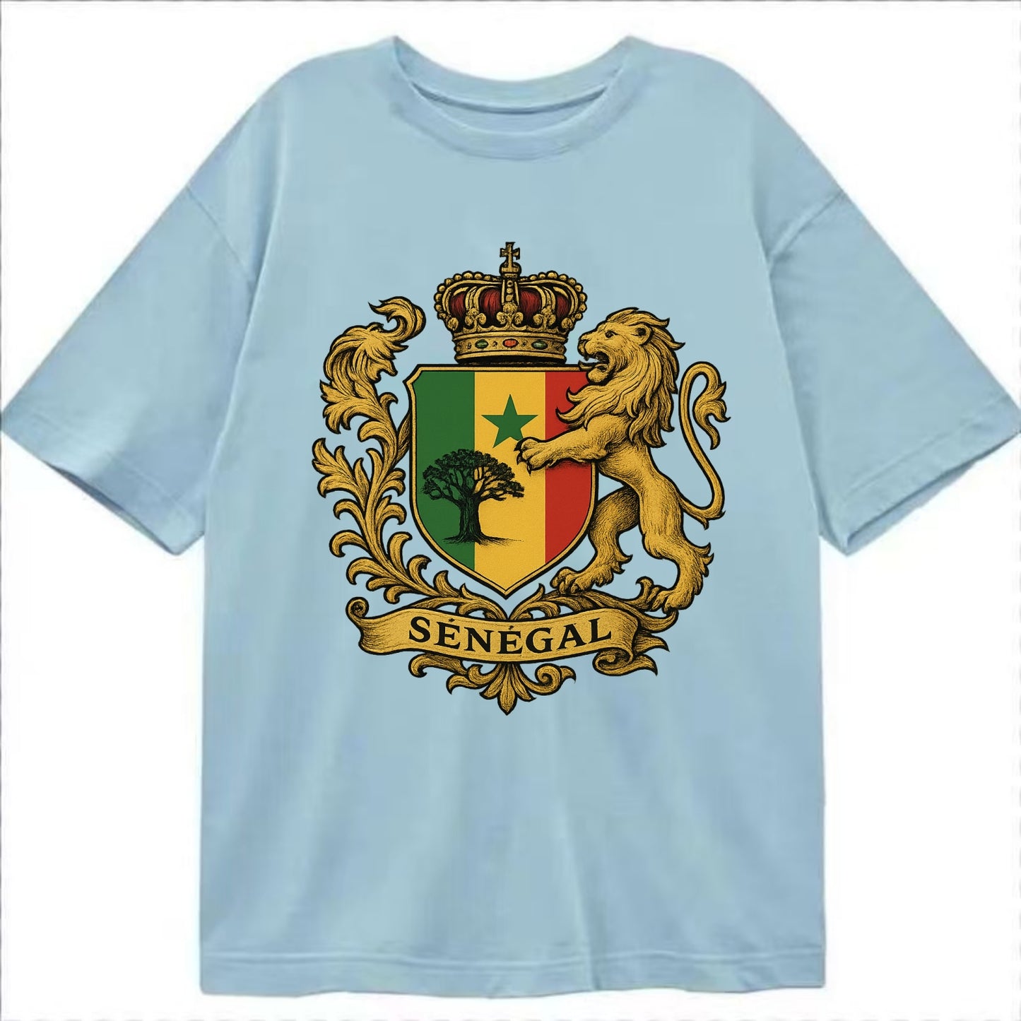 Senegal Lion Emblem  - Classic T-shirt - Light Blue