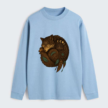 Sleeping Wolf Peace  - Classic Long Sleeve Shirt - Light Blue