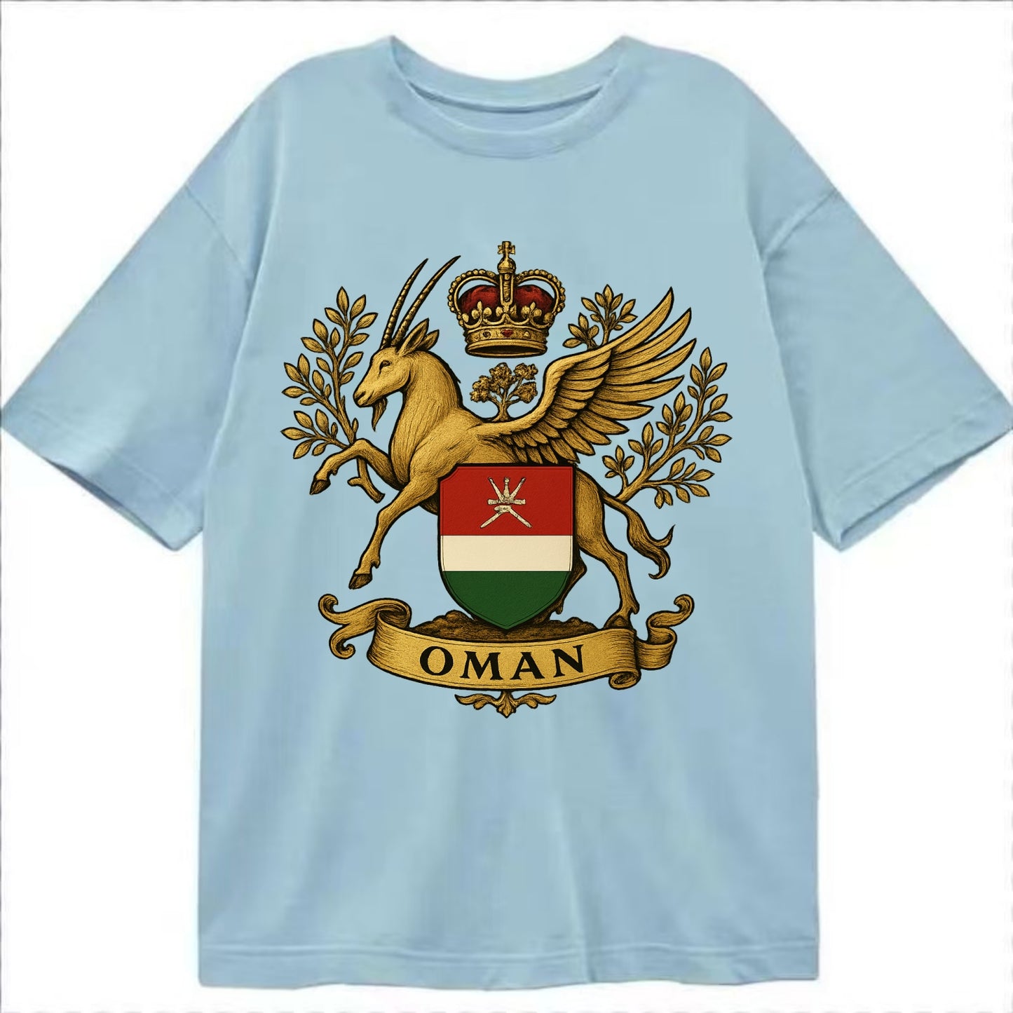 Oman Heritage Badge  - Classic T-shirt - Light Blue