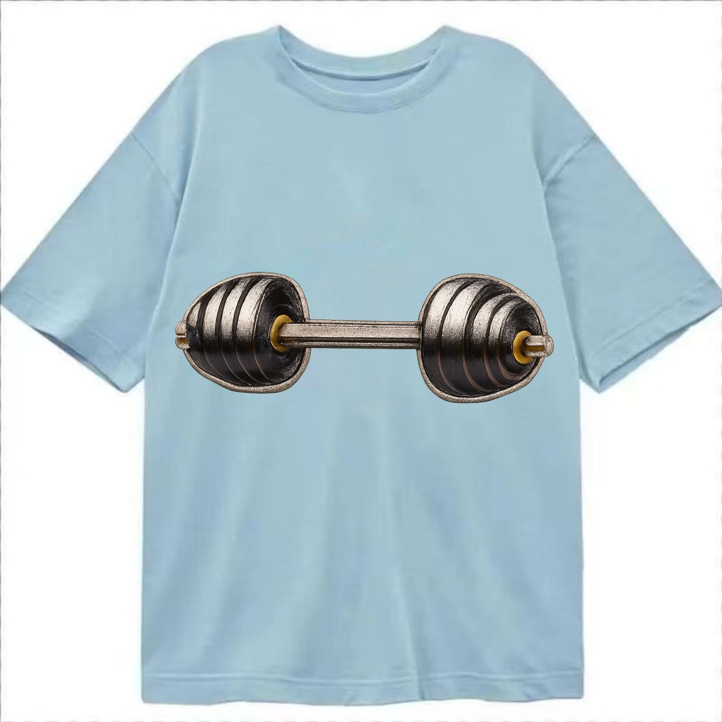 Embroidered patch design - WEIGHTLIFTING BARBELL - heavy barbell with plates in - Classic T-shirt - Light Blue