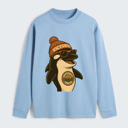 Victoria Orca wearing Victoria beanie wi - Classic Long Sleeve Shirt - Light Blue