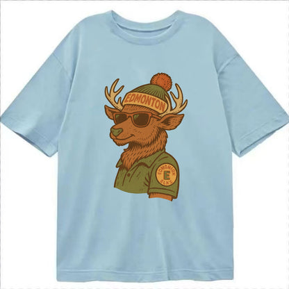 Edmonton Elk wearing Edmonton beanie wit - Classic T-shirt - Light Blue