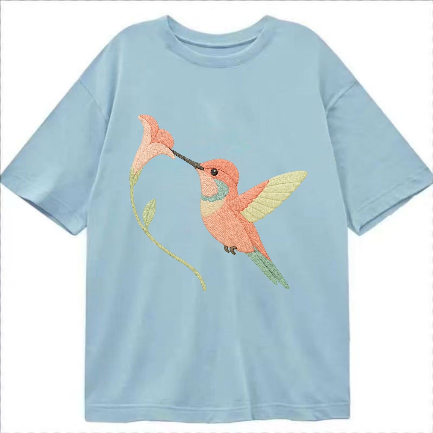 Coral Hummingbird - Classic T-shirt - Light Blue