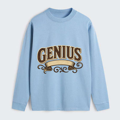 Bold typography design - "GENIUS" - exceptional intelligence, brilliance - Classic Long Sleeve Shirt - Light Blue