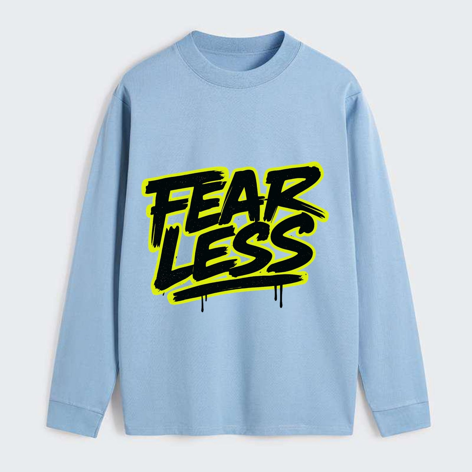 Bold typography design - "FEARLESS" - courage, bravery, facing - Classic Long Sleeve Shirt - Light Blue