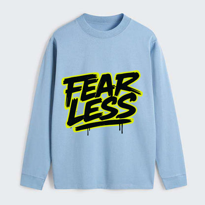 Bold typography design - "FEARLESS" - courage, bravery, facing - Classic Long Sleeve Shirt - Light Blue