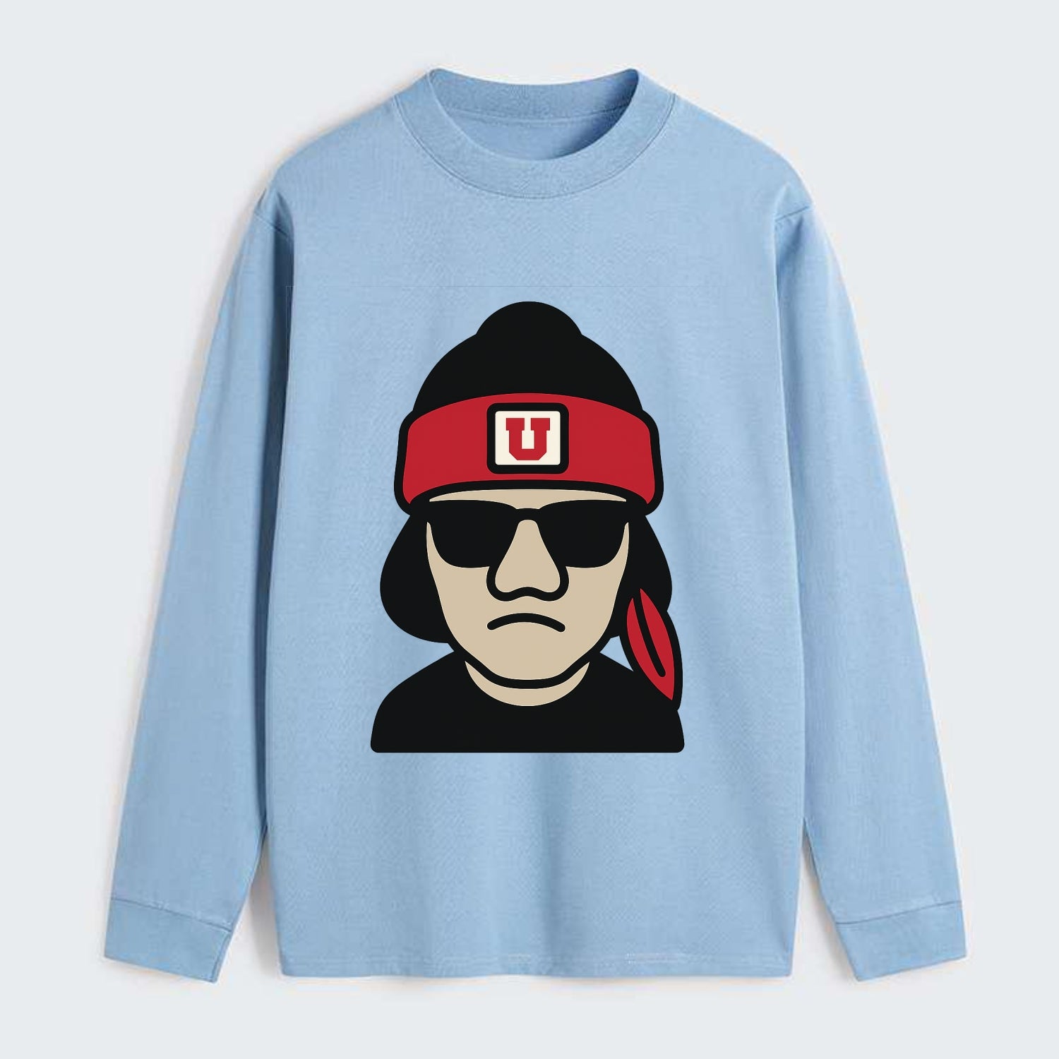 Salt Lake Ute wearing Utah beanie with U patch - Classic Long Sleeve Shirt - Light Blue