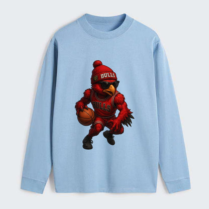 Windy City Hawk wearing Bulls beanie with six rings patch and wayfarer - Classic Long Sleeve Shirt - Light Blue