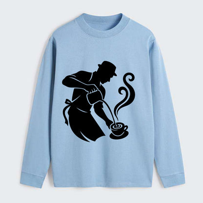 Barista creating latte art - Classic Long Sleeve Shirt - Light Blue