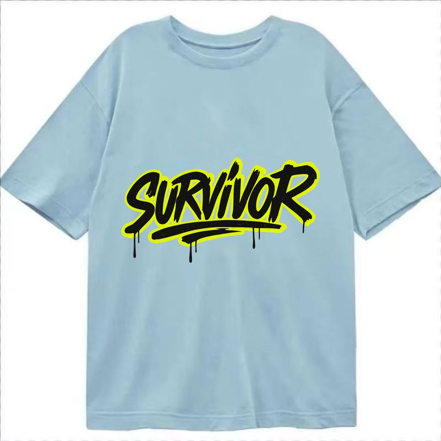 Bold typography design - "SURVIVOR" - overcomer, still standing, made it through - Classic T-shirt - Light Blue