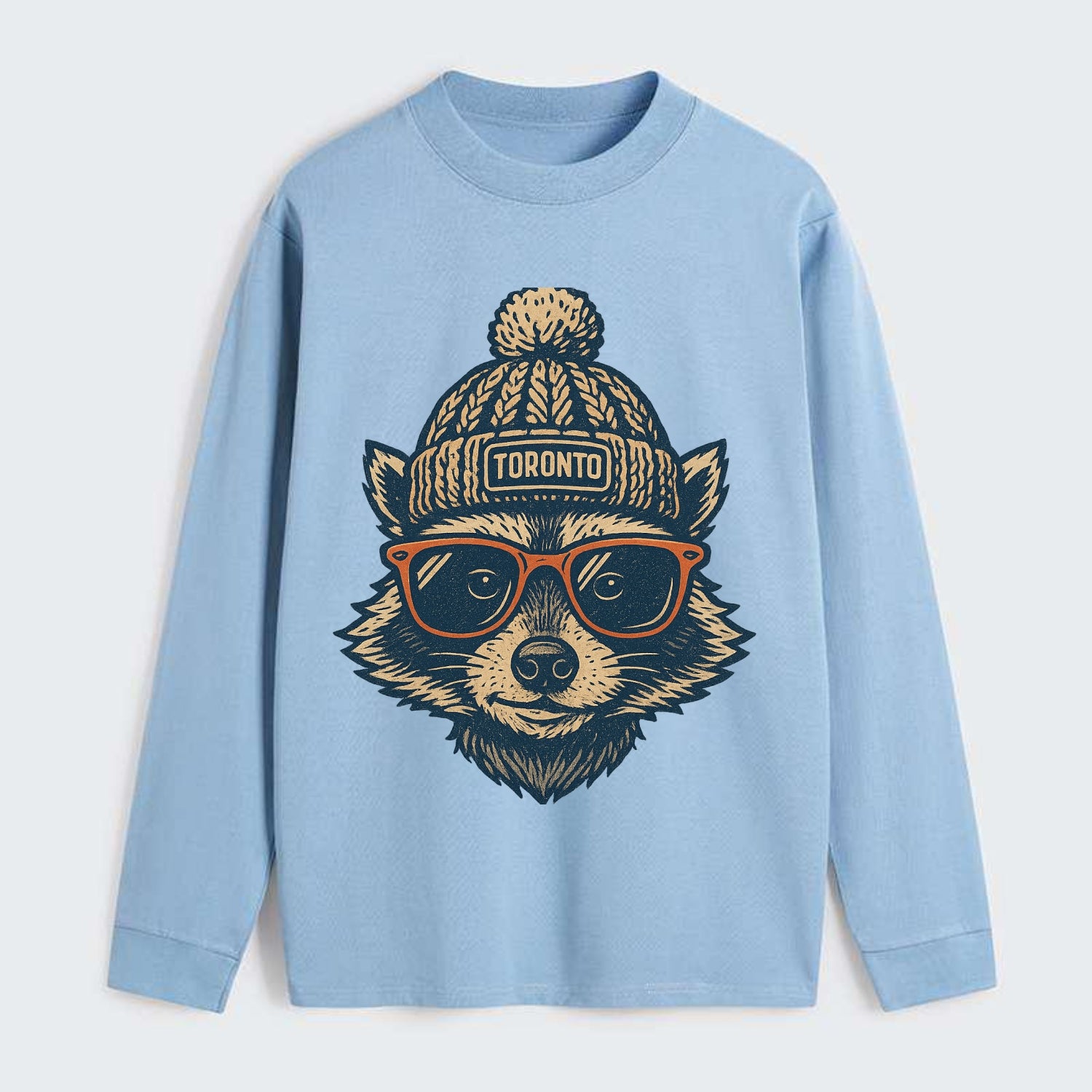 Toronto Raccoon wearing Toronto beanie w - Classic Long Sleeve Shirt - Light Blue