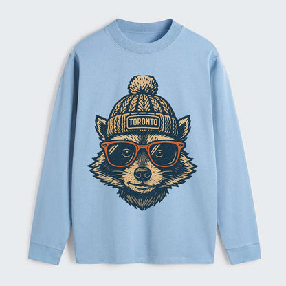 Toronto Raccoon wearing Toronto beanie w - Classic Long Sleeve Shirt - Light Blue
