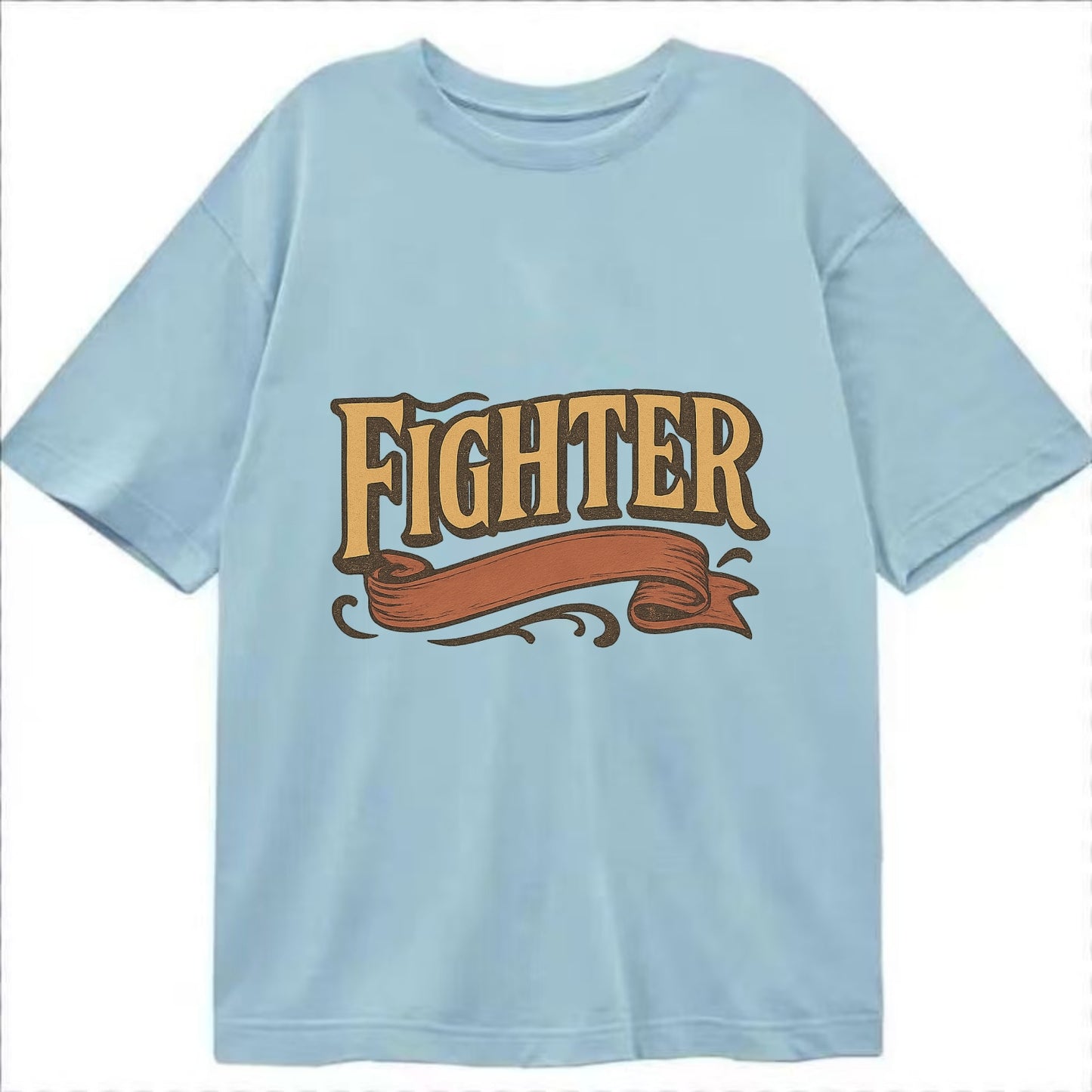 Bold typography design - "FIGHTER" - never giving up, battling on - Classic T-shirt - Light Blue