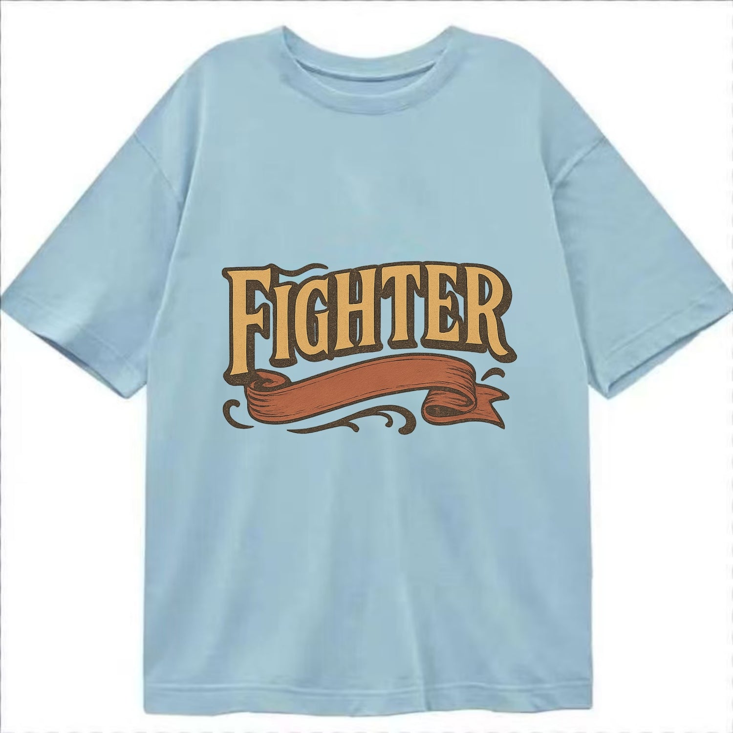 Bold typography design - "FIGHTER" - never giving up, battling on - Classic T-shirt - Light Blue