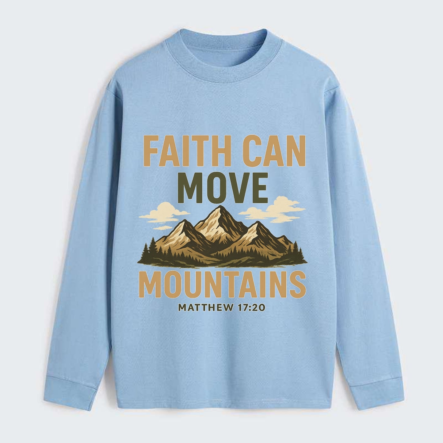 Matthew 17:20 Mountains - Classic Long Sleeve Shirt - Light Blue