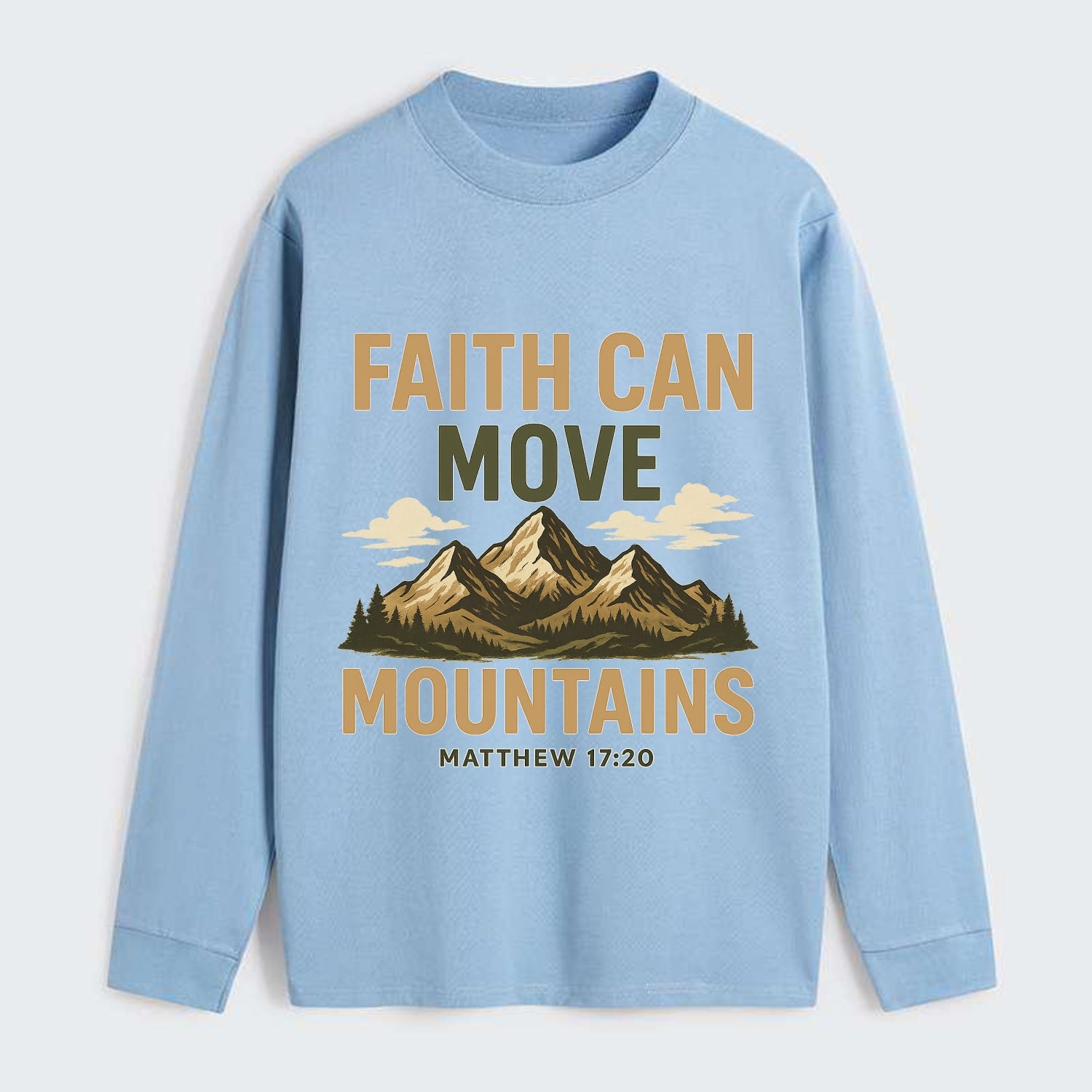 Matthew 17:20 Mountains - Classic Long Sleeve Shirt - Light Blue