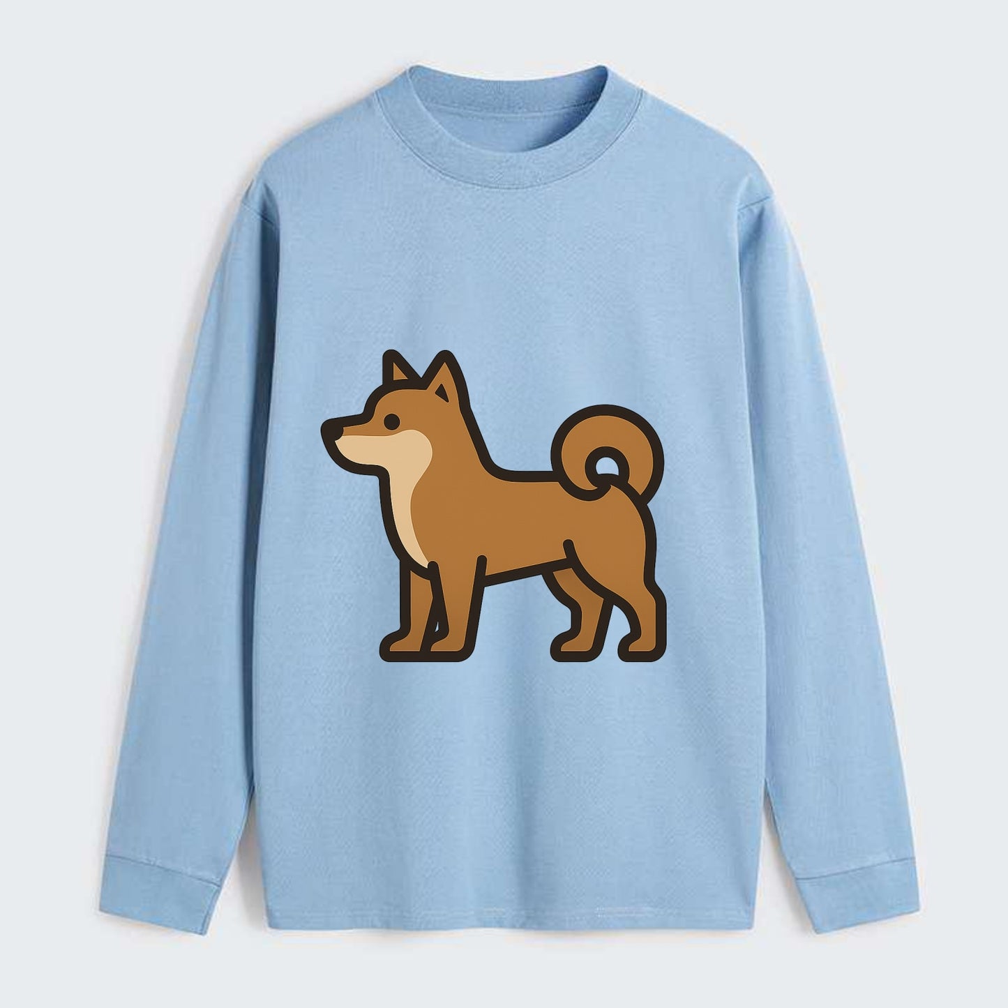 Shiba Inu - Red sesame flat side profile - Classic Long Sleeve Shirt - Light Blue