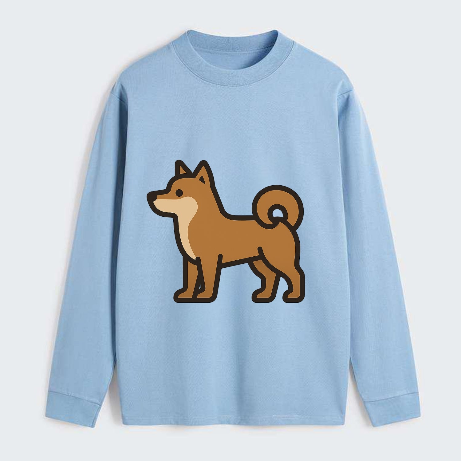 Shiba Inu - Red sesame flat side profile - Classic Long Sleeve Shirt - Light Blue