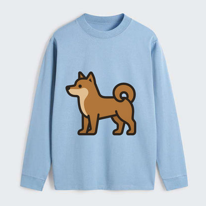 Shiba Inu - Red sesame flat side profile - Classic Long Sleeve Shirt - Light Blue