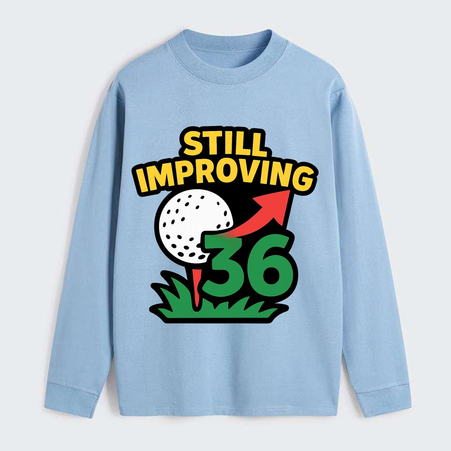 Handicap number getting higher with arrow - "Still Improving" - - Classic Long Sleeve Shirt - Light Blue