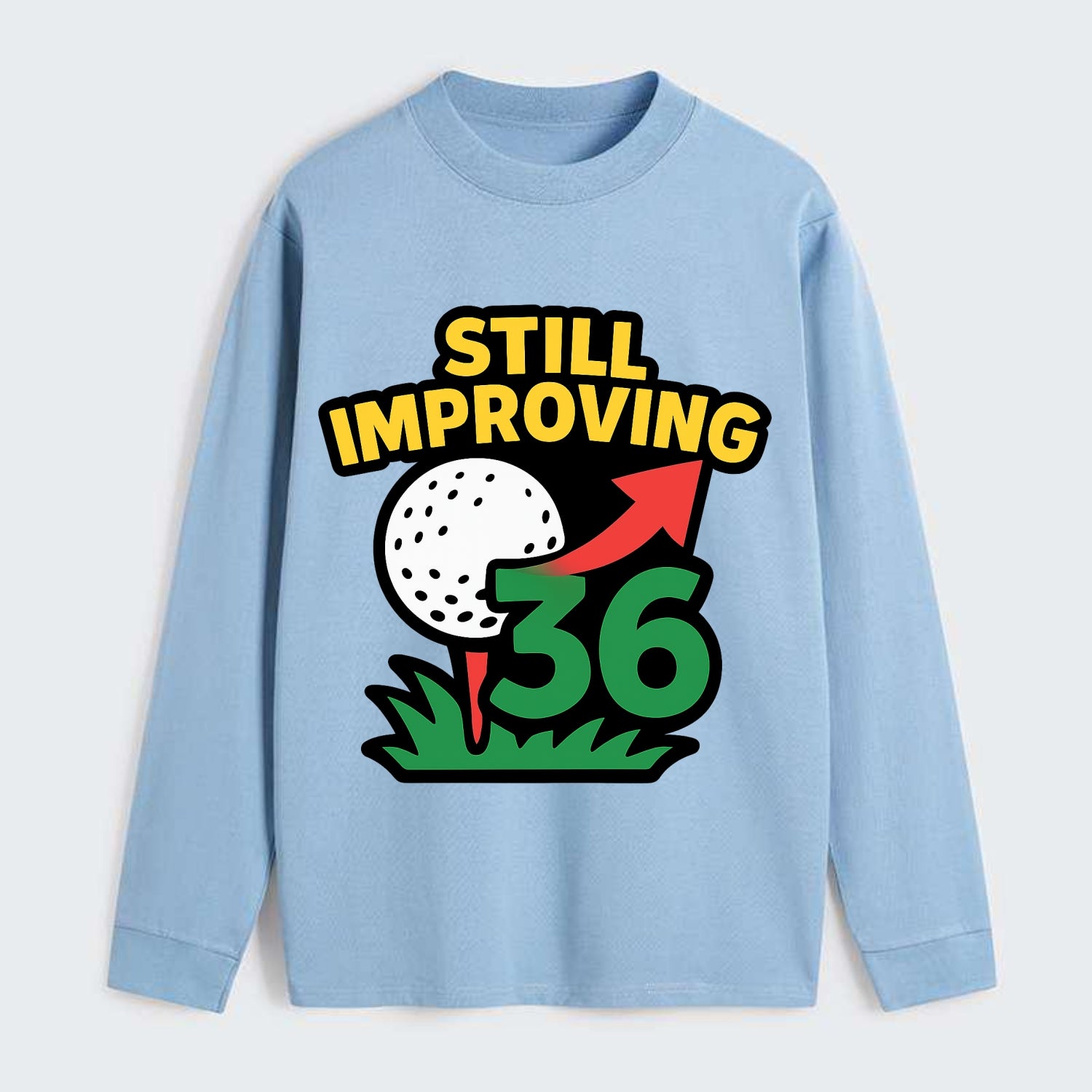 Handicap number getting higher with arrow - "Still Improving" - - Classic Long Sleeve Shirt - Light Blue
