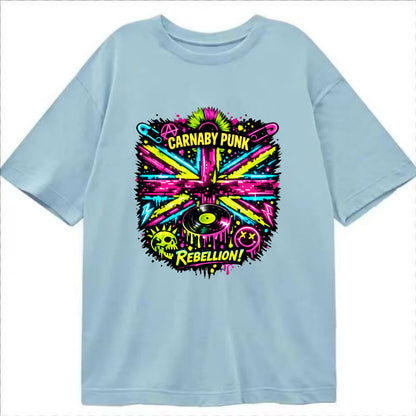 CARNABY PUNK | Swinging 60s meets 70s punk | Psychedelic Union Jack pattern | - Classic T-shirt - Light Blue