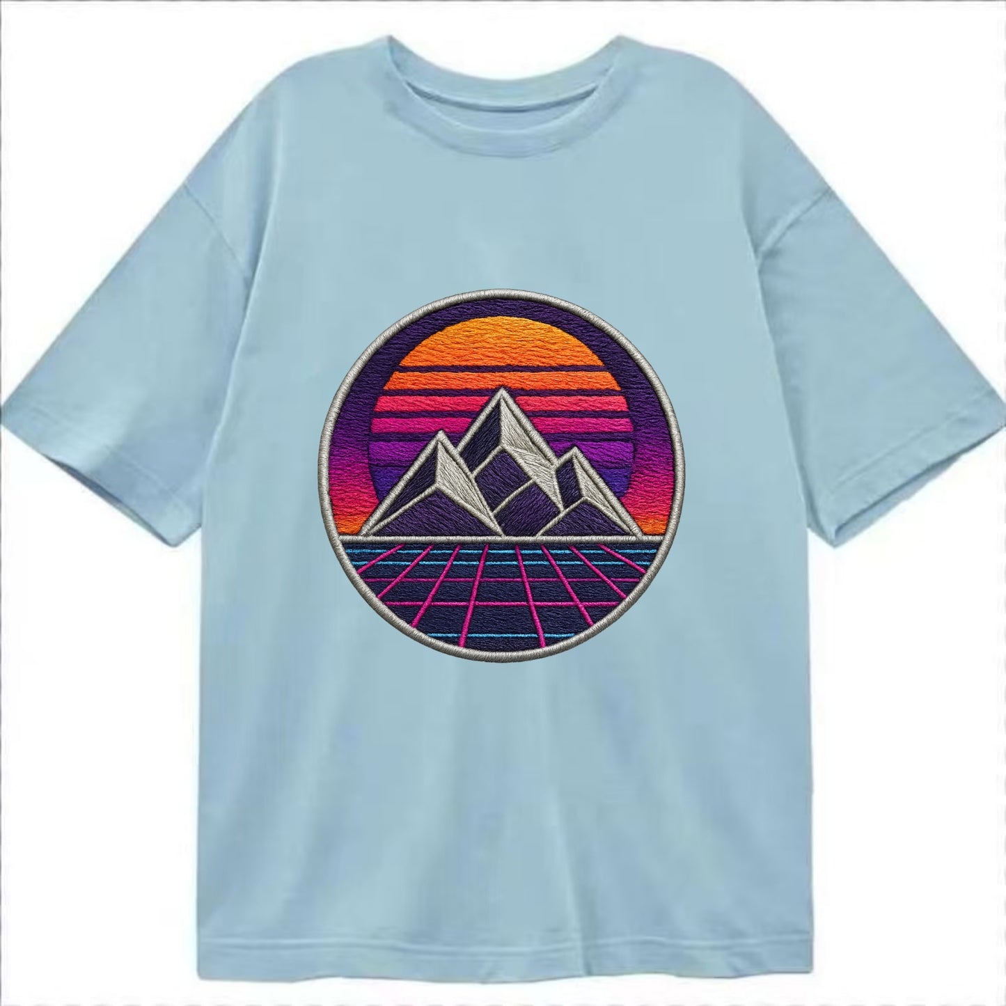Retrowave Mountains - Classic T-shirt - Light Blue