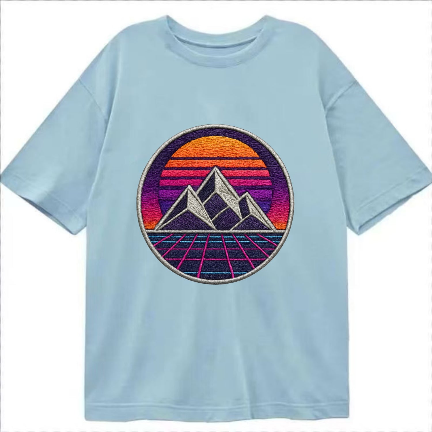 Retrowave Mountains - Classic T-shirt - Light Blue