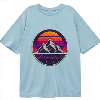 Retrowave Mountains - Classic T-shirt - Light Blue