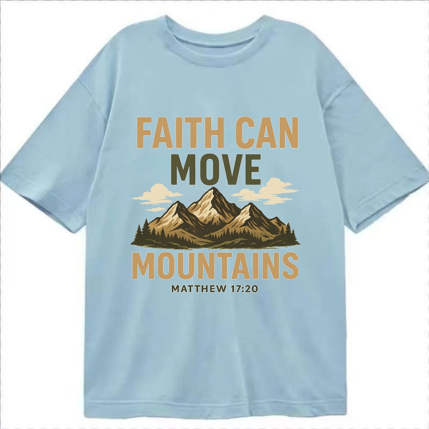 Matthew 17:20 Mountains - Classic T-shirt - Light Blue