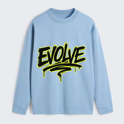 Bold typography design - "EVOLVE" - changing, becoming better - Classic Long Sleeve Shirt - Light Blue
