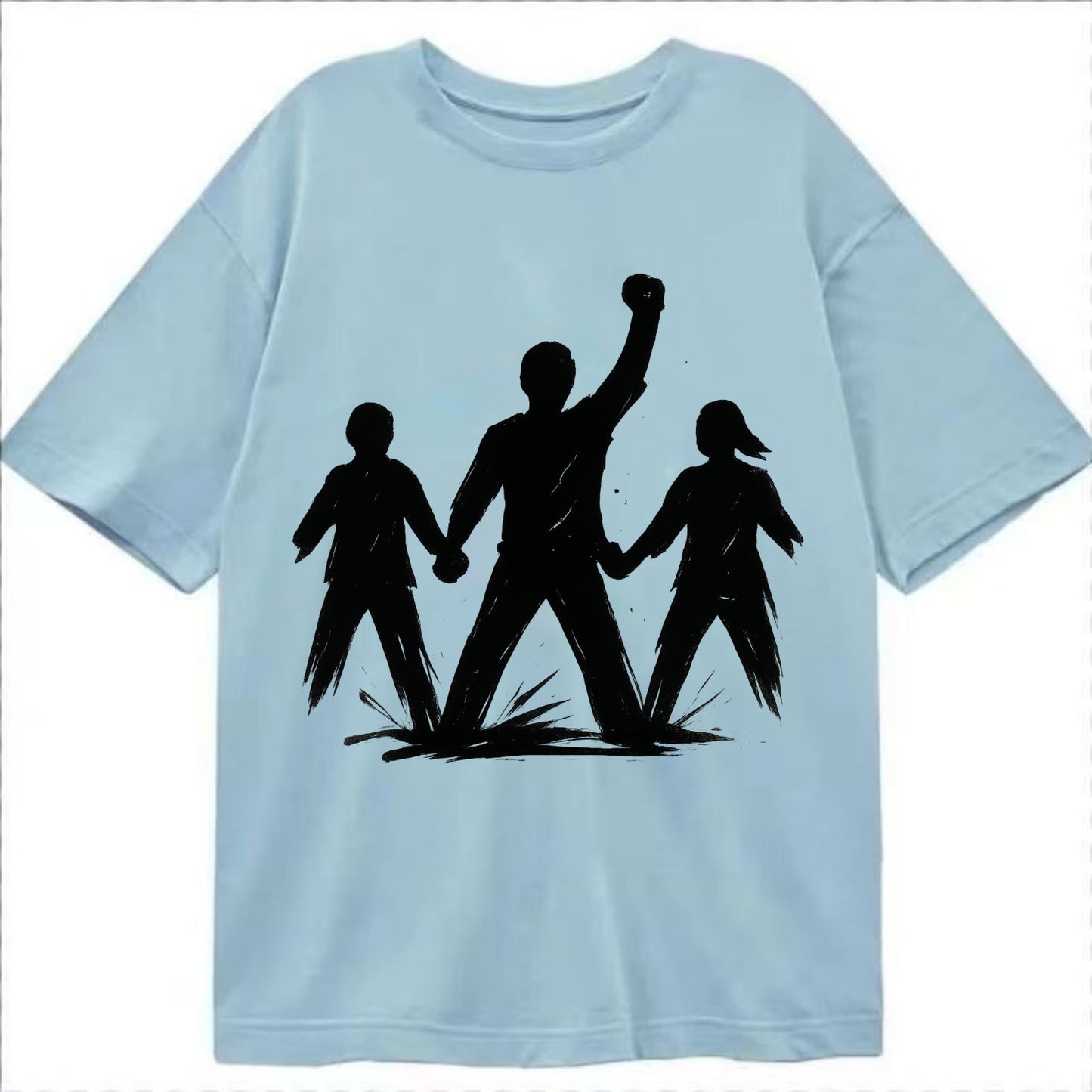Human chain formation - unity and protection ink brushwork - Classic T-shirt - Light Blue