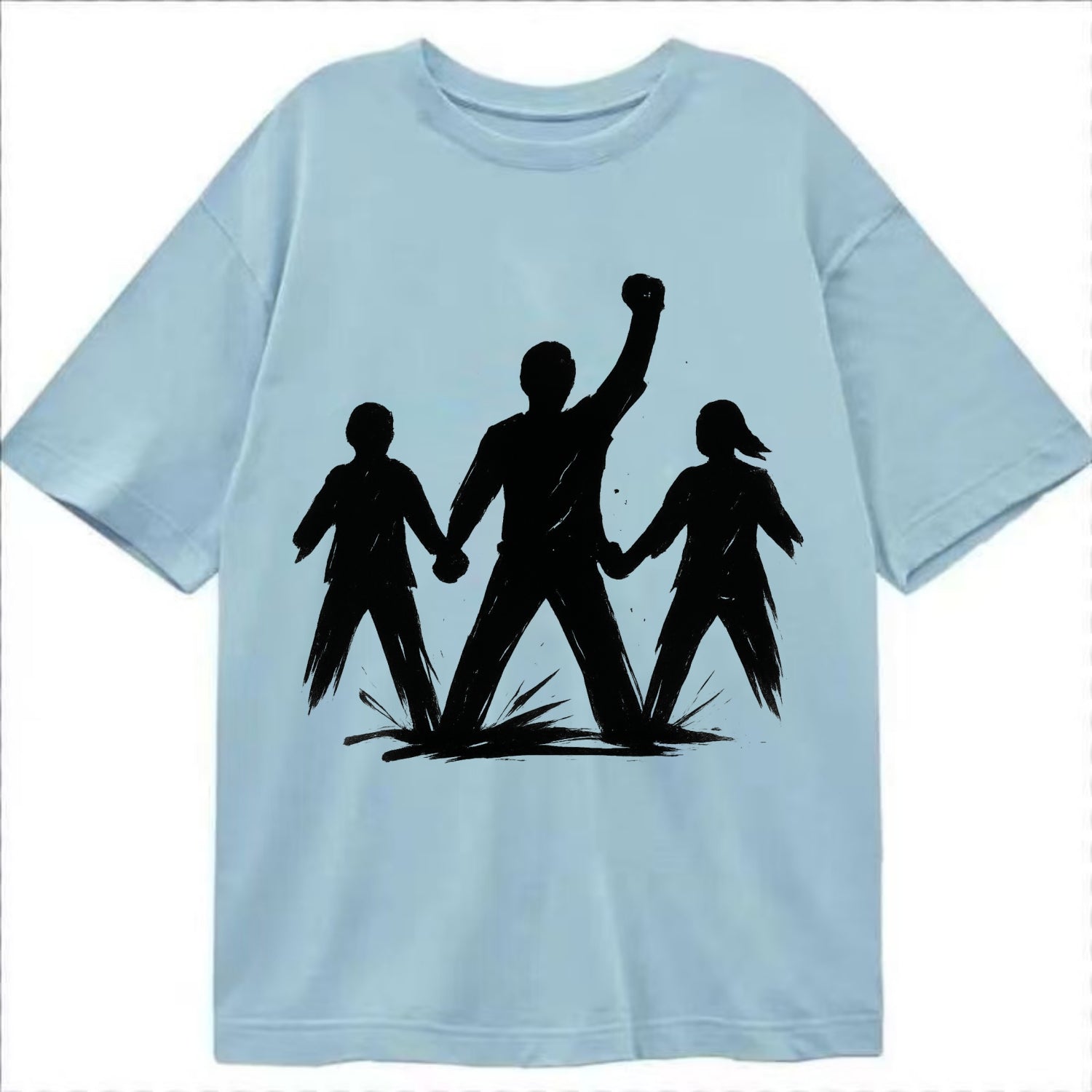 Human chain formation - unity and protection ink brushwork - Classic T-shirt - Light Blue