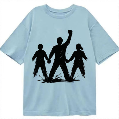 Human chain formation - unity and protection ink brushwork - Classic T-shirt - Light Blue