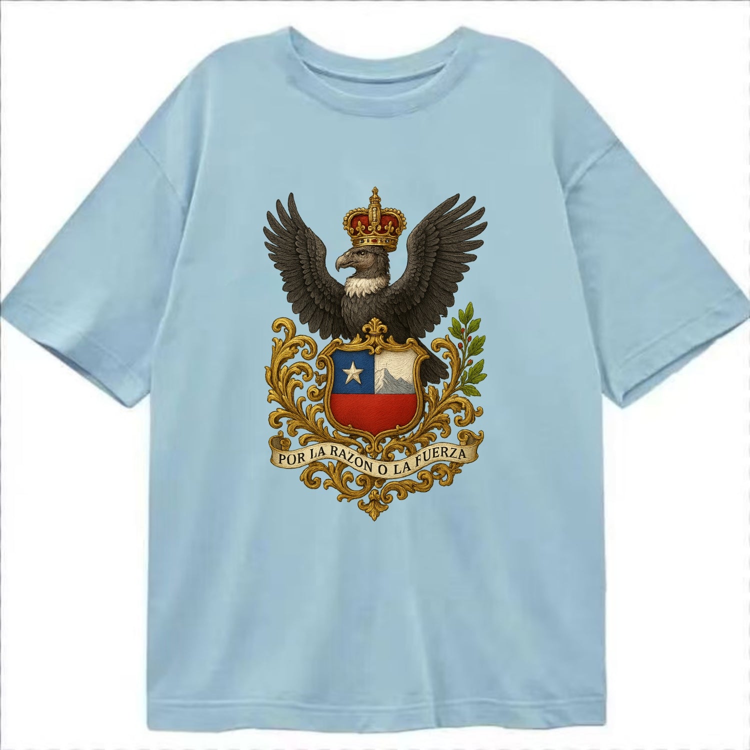 Chile Andean Condor Emblem  - Classic T-shirt - Light Blue