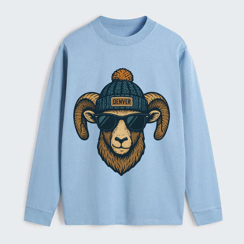 Colorado Rocky Mountain Bighorn Sheep wearing Denver beanie with pom - Classic Long Sleeve Shirt