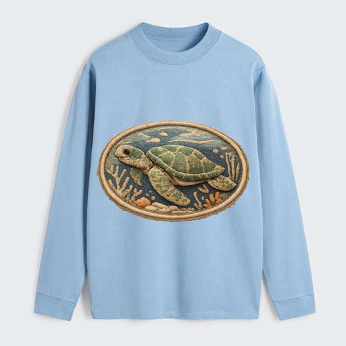 SEA TURTLE - swimming turtle in green and blue , ocean life - Classic Long Sleeve Shirt