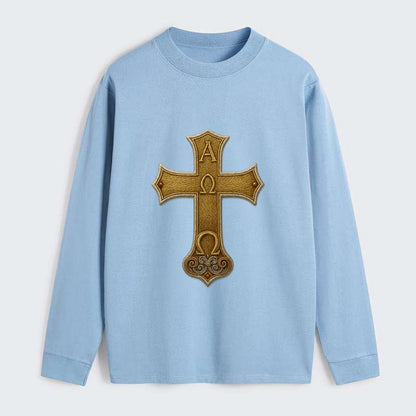 Alpha Omega Cross  - Classic Long Sleeve Shirt - Light Blue