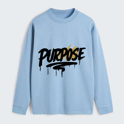 Bold typography design - "PURPOSE" - reason for being - Classic Long Sleeve Shirt - Light Blue