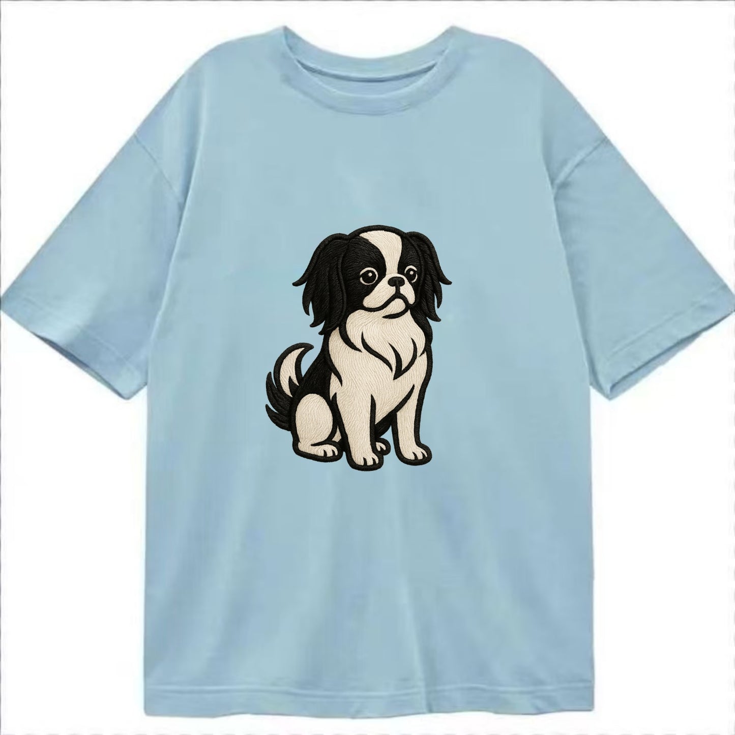 Japanese Chin - Black and white sitting Classic T-shirt - Light Blue