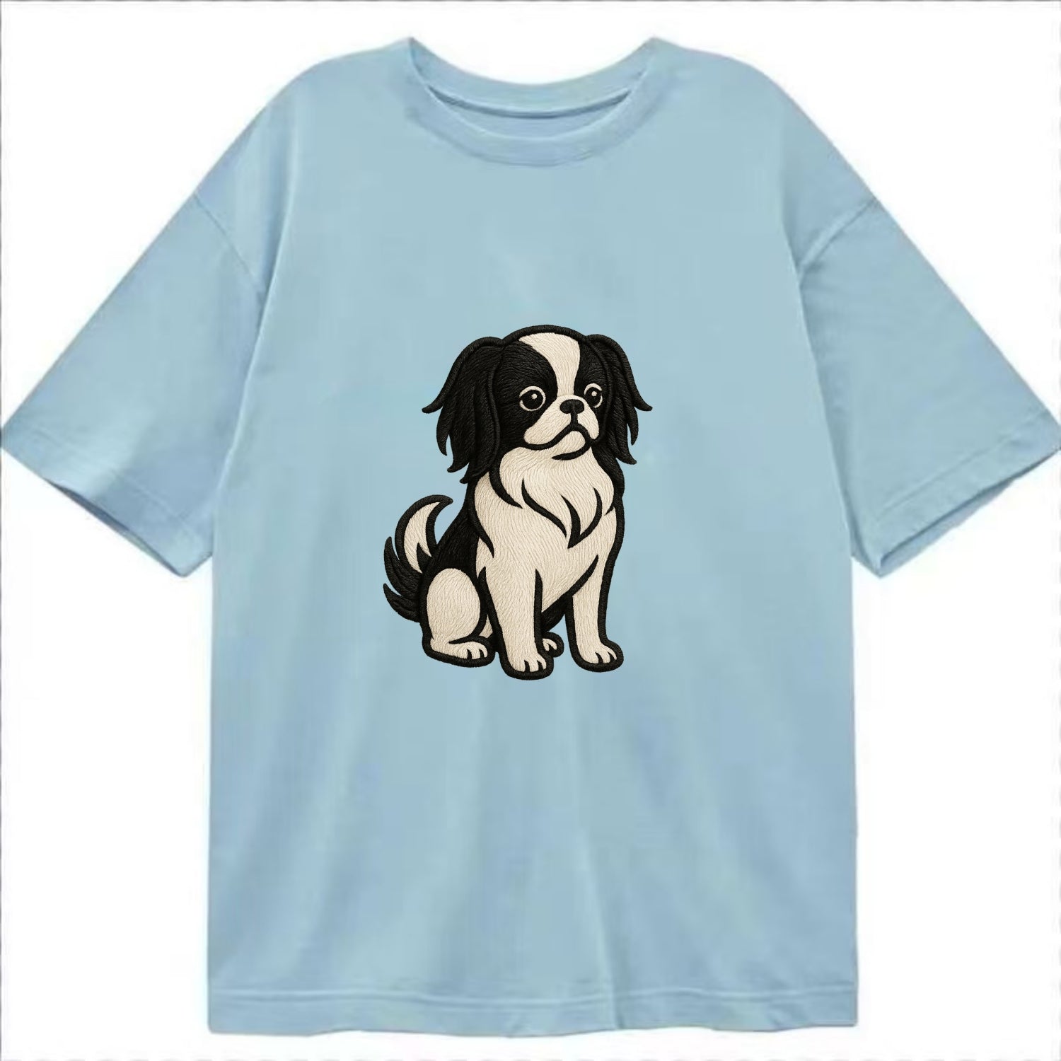 Japanese Chin - Black and white sitting Classic T-shirt - Light Blue
