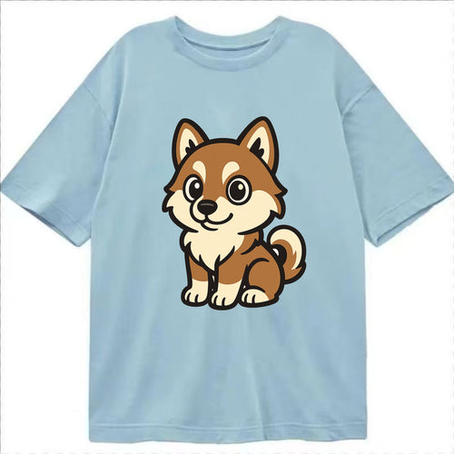 Pomsky - Pomeranian-Husky mix sitting pose - Classic T-shirt