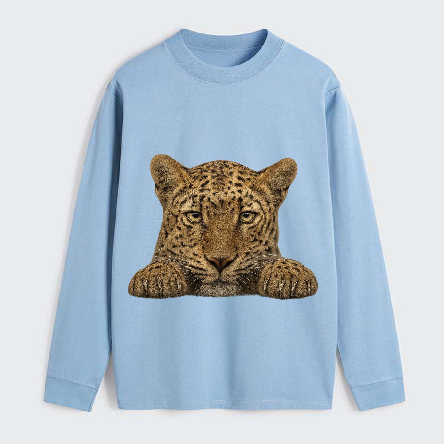 Leopard  - Classic Long Sleeve Shirt - Light Blue