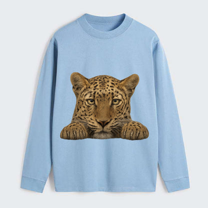 Leopard  - Classic Long Sleeve Shirt - Light Blue