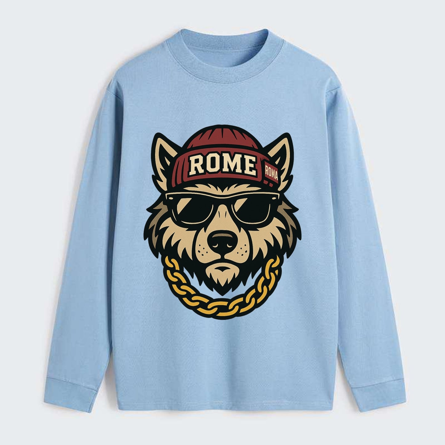 Rome Wolf - Classic Long Sleeve Shirt - Light Blue