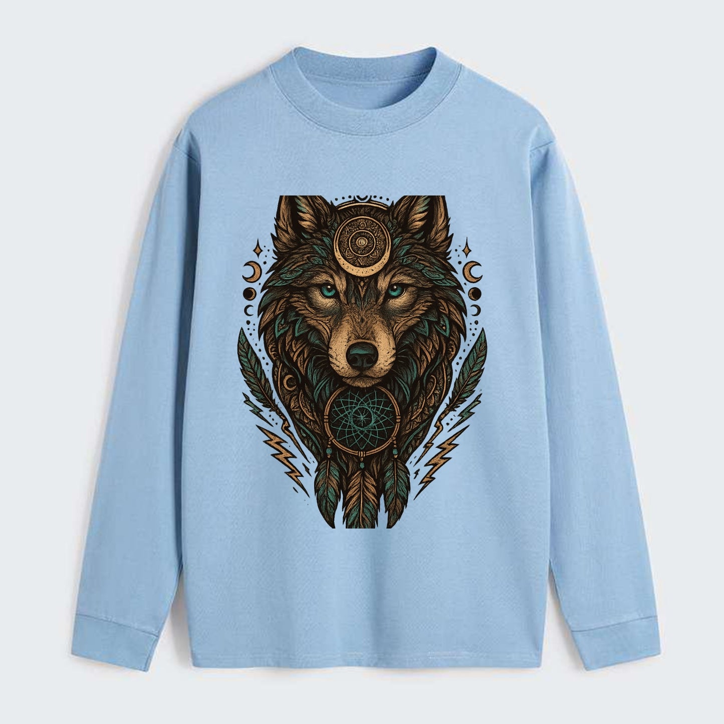 Storm Wolf Thunder  - Classic Long Sleeve Shirt - Light Blue