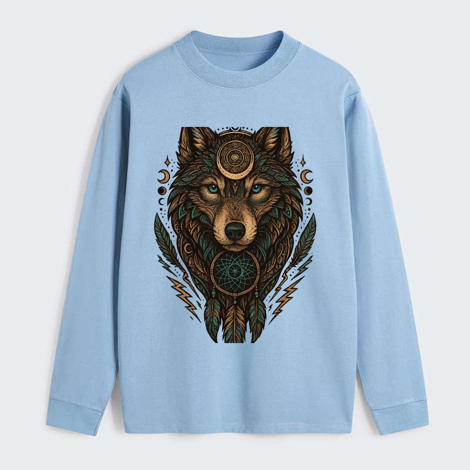 Storm Wolf Thunder  - Classic Long Sleeve Shirt - Light Blue